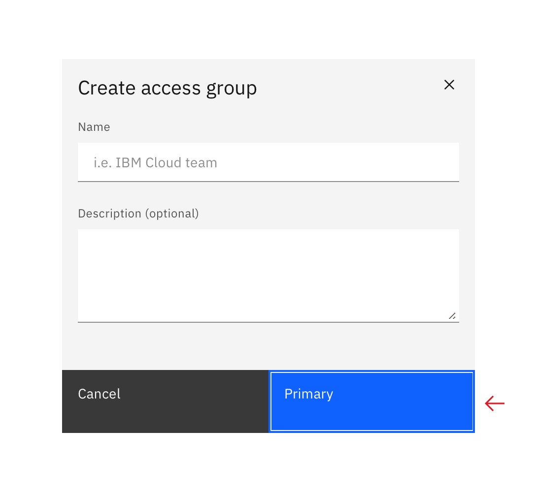 Don’t set the first focus on the dialog button if there are inputs or selection to be made in the dialog.